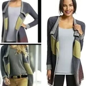 CAbi Women's Blanket Colorblock Waterfall  Open Front Cardigan (M)